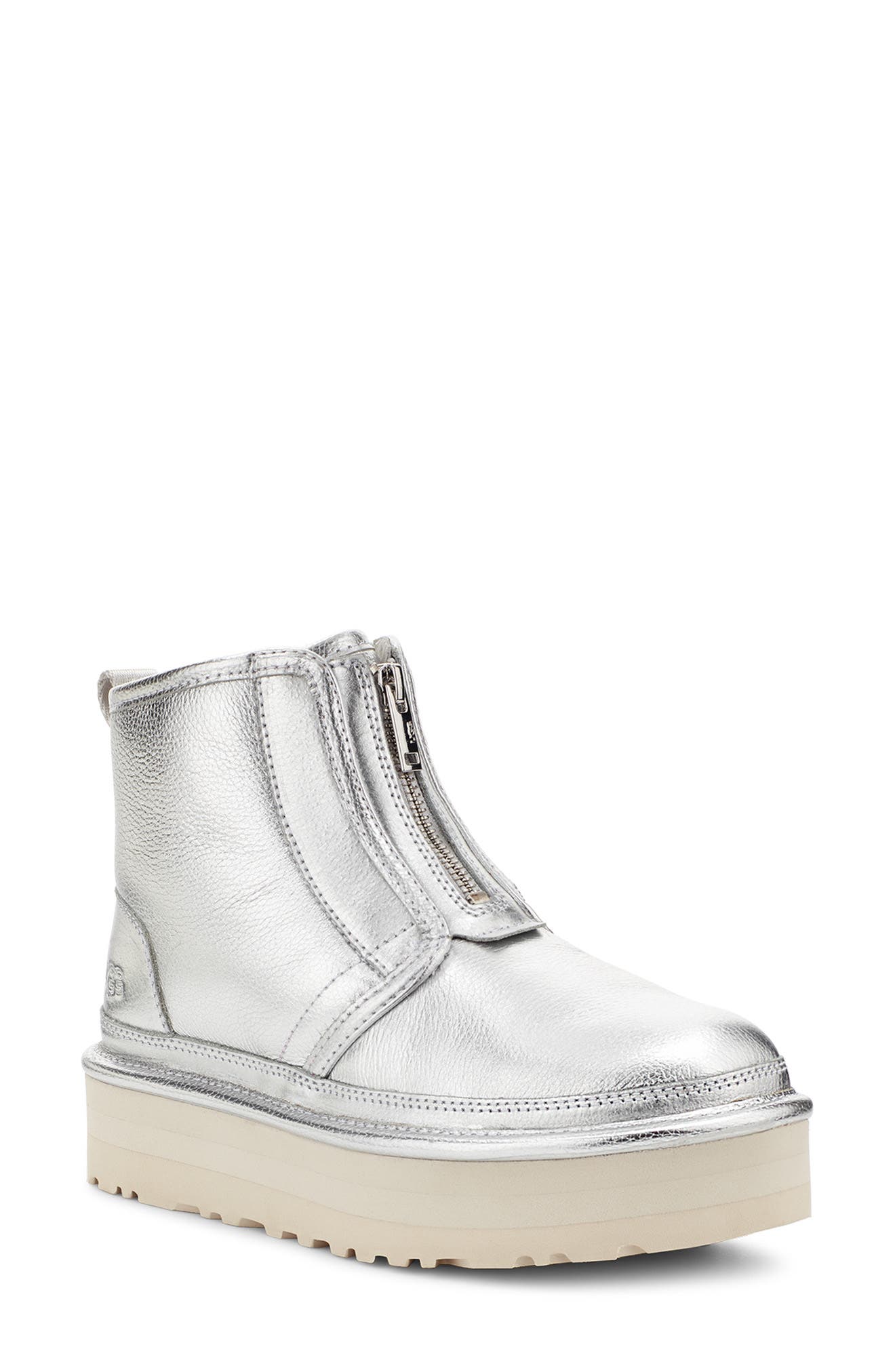 Neumel Platform Bootie, Main, color, SILVER METALLIC SHINE