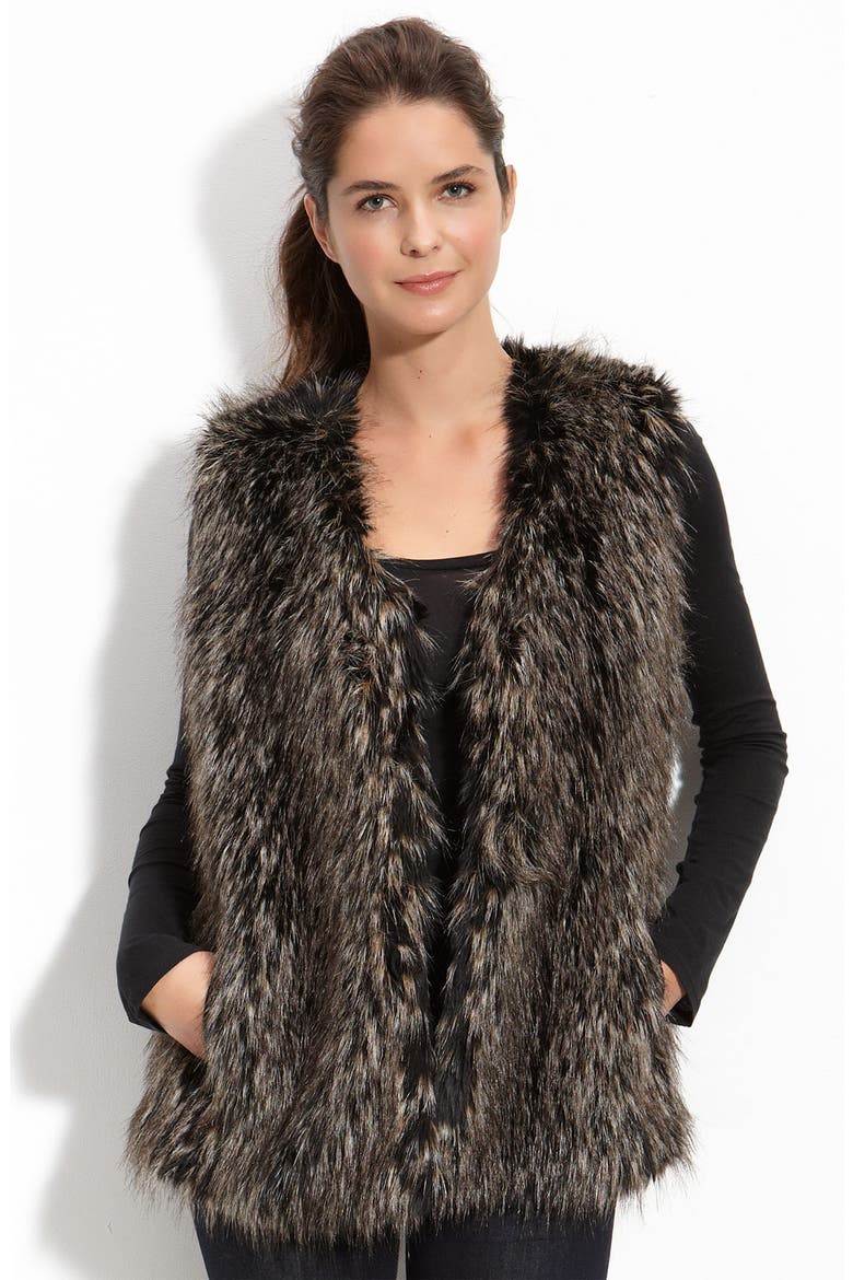 'Savona' Faux Fur Vest, Main, color, BLACK