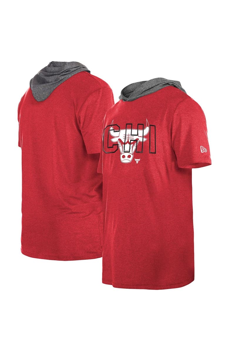 New Era Men's New Era Heather Red Chicago Bulls Active Hoodie T-Shirt, Main, color, Red