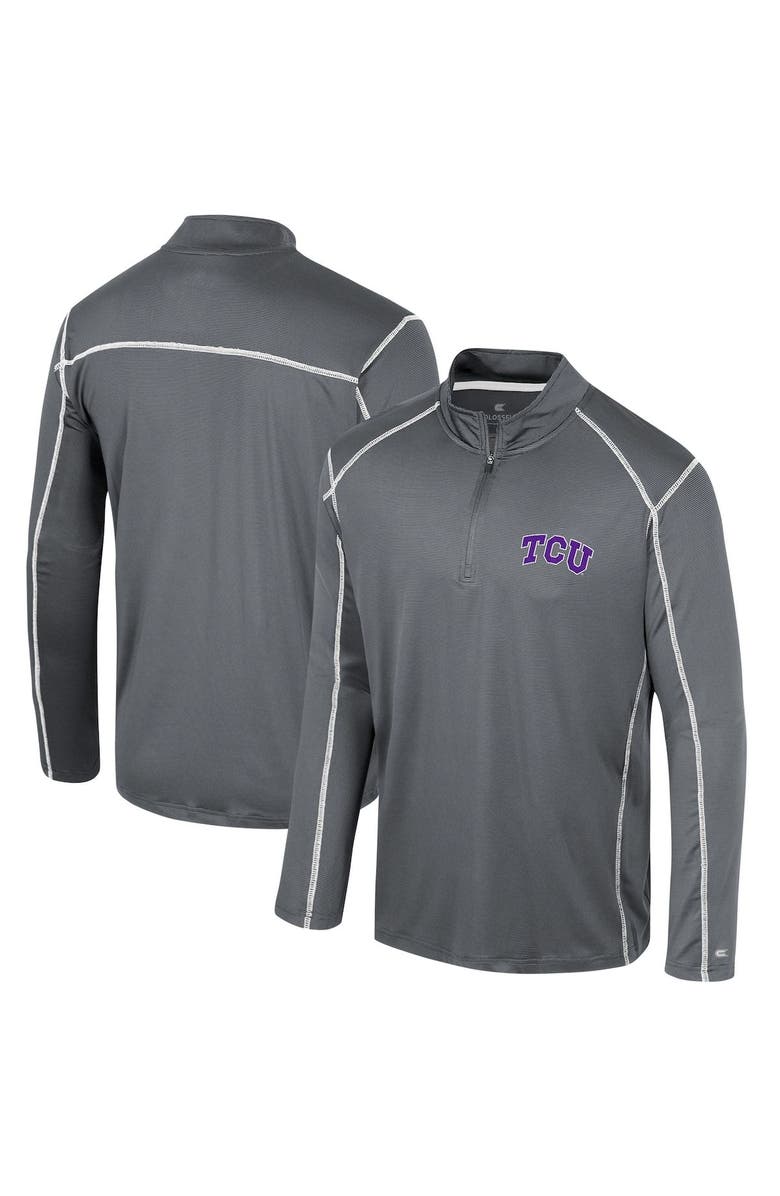 COLOSSEUM Men's Colosseum Black TCU Horned Frogs Cameron Quarter-Zip Windshirt, Main, color,