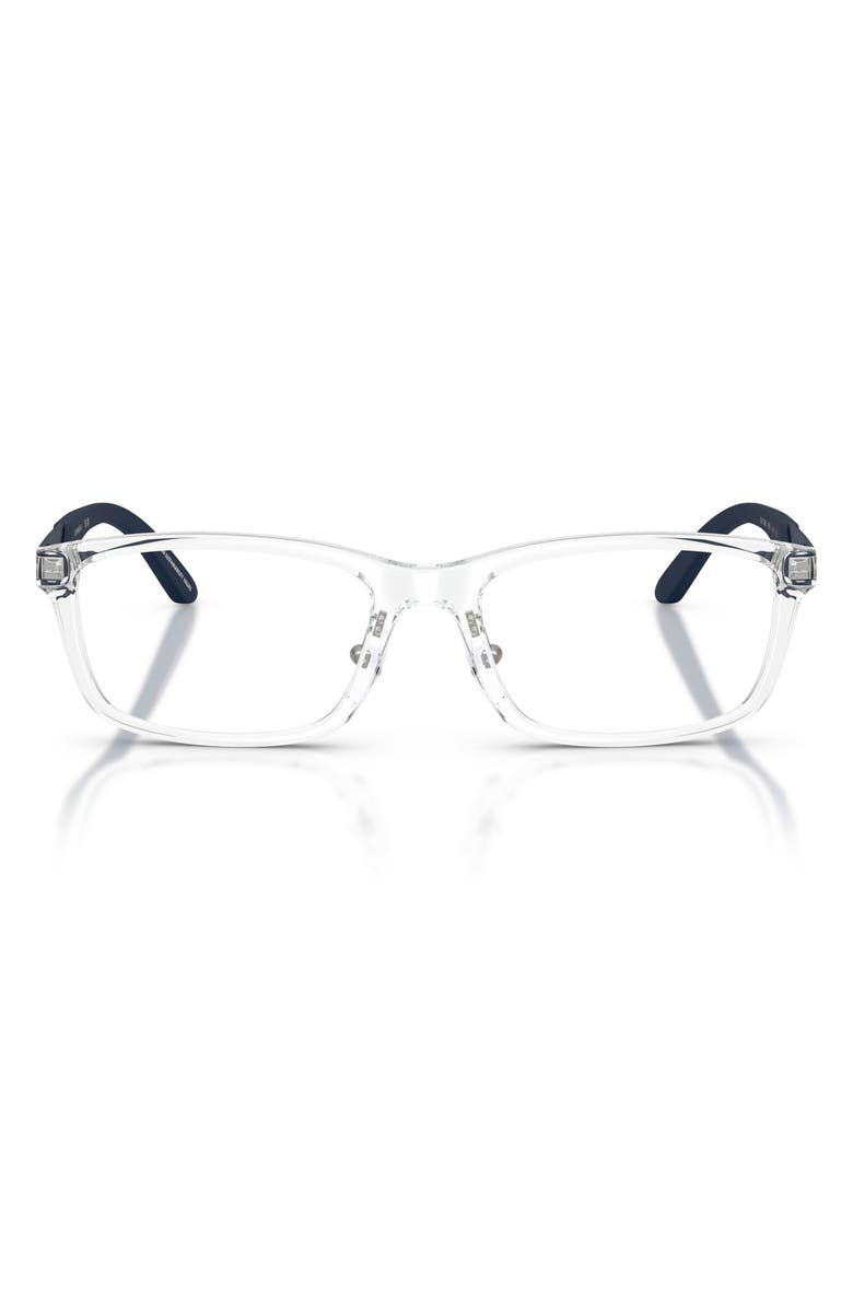 Emporio Armani 47mm Rectangle Optical Glasses, Main, color, Shiny Crystal / Demo Lens
