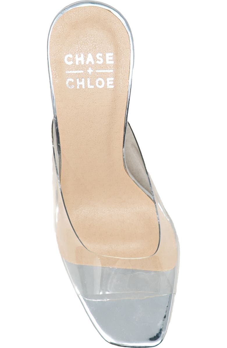 CHASE AND CHLOE Echo Square Toe Sandal, Alternate, color, Clear Silver