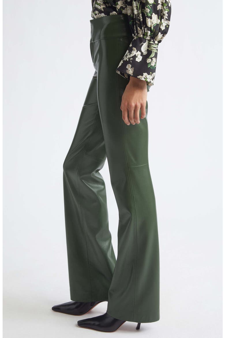 Olivia Faux Leather Bootcut Pants, Alternate, color, DARK FERN