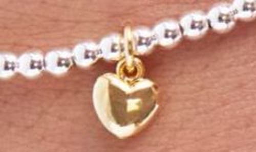 Estella Bartlett Puffed Heart Sienna Beaded Stretch Bracelet In Gold