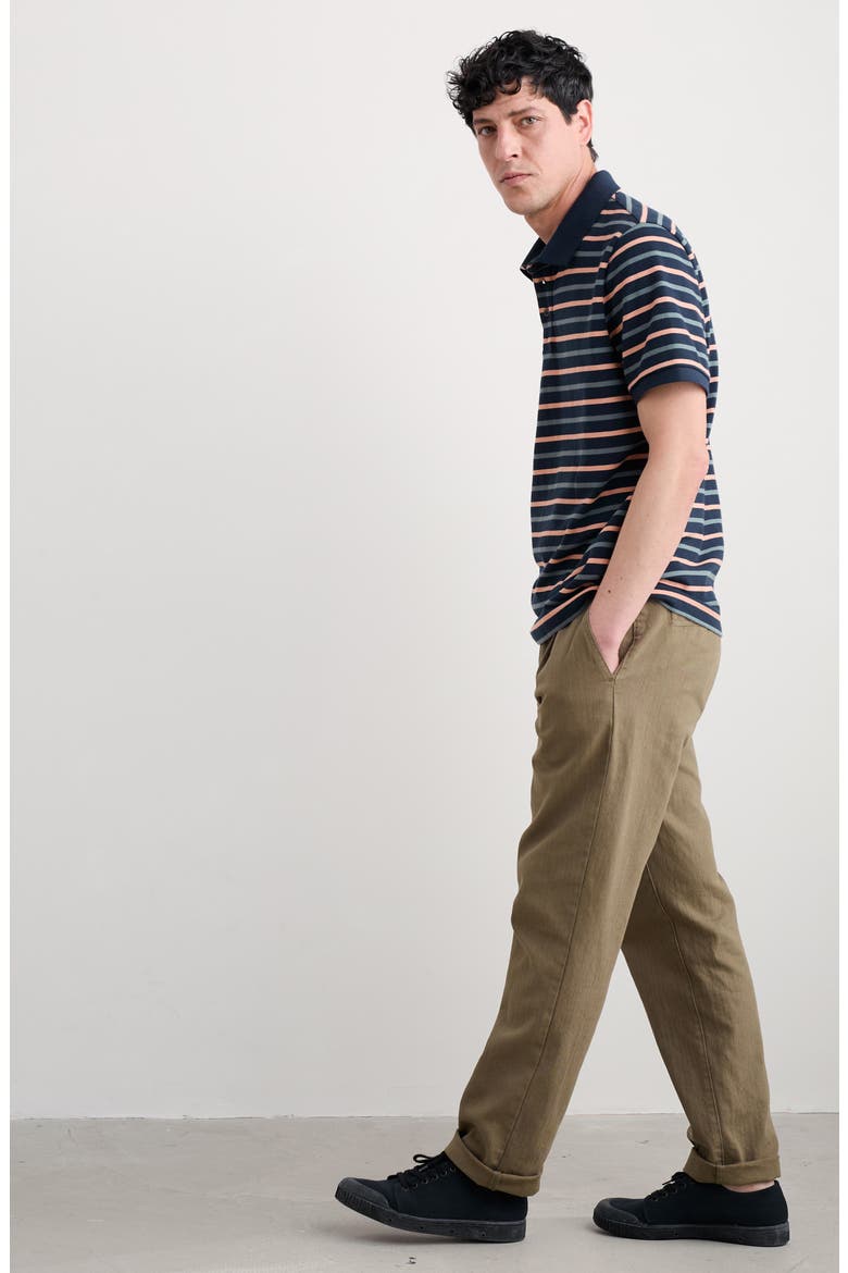 Balefire Stripe Organic Cotton Piqué Polo, Alternate, color, DUET BRETON MARITIME PINK