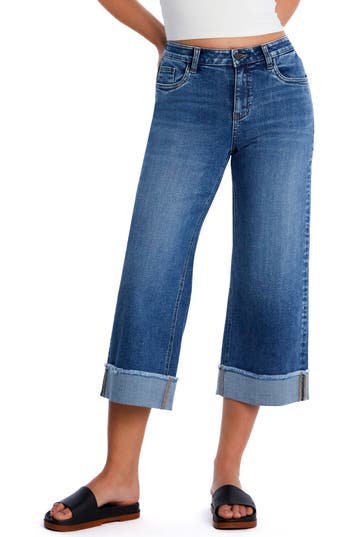 Hint Of Blu Cuffed Ankle Wide Leg Jeans