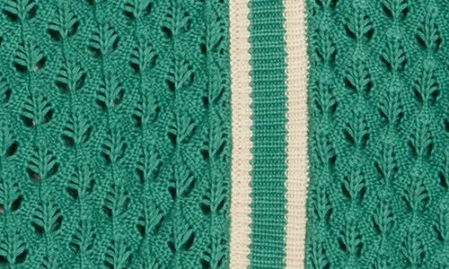Laundry By Shelli Segal Crochet Stitch Knit V-neck Sweater In Green