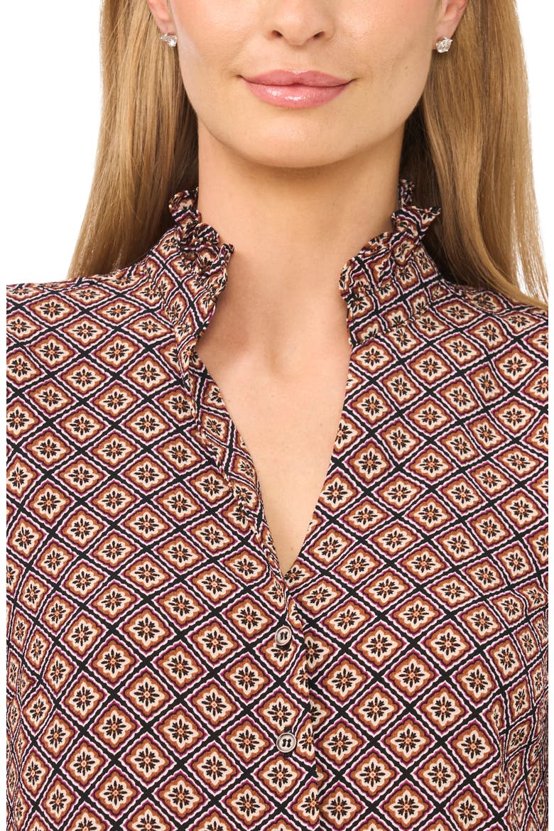 Ruffle Neck Button Front Shirt, Alternate, color, HAZEL