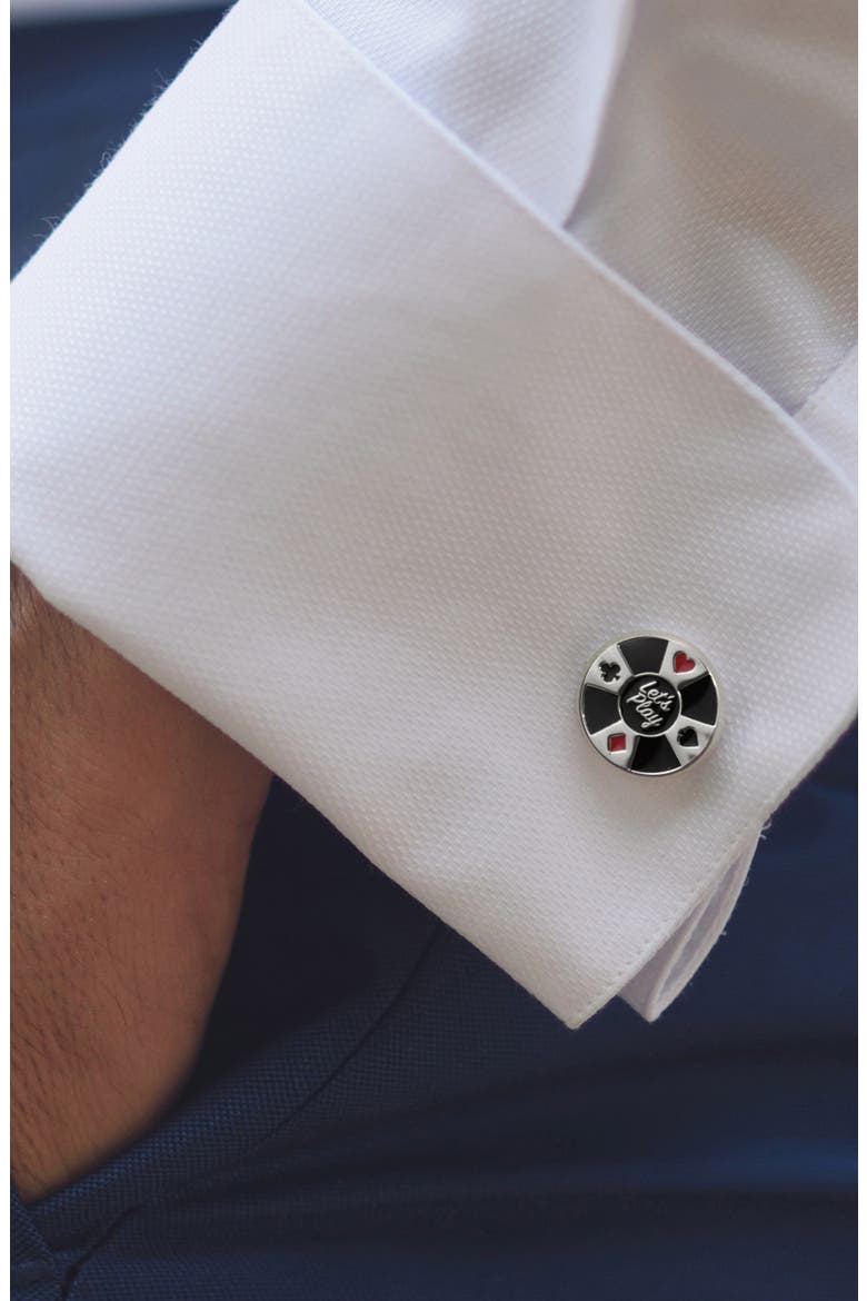 Poker Chip Cuff Links, Alternate, color, BLACK