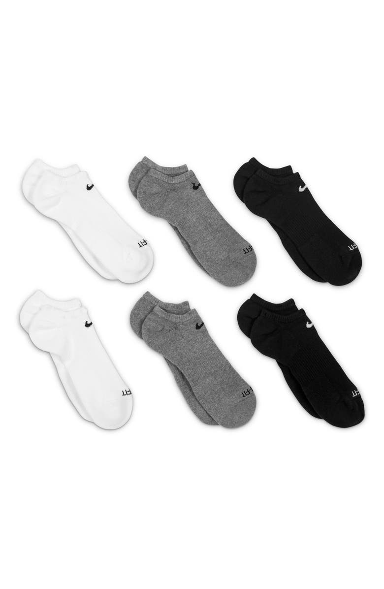 Nike Dri-FIT 6-Pack Everyday Plus No-Show Performance Socks, Alternate, color, Grey Multi