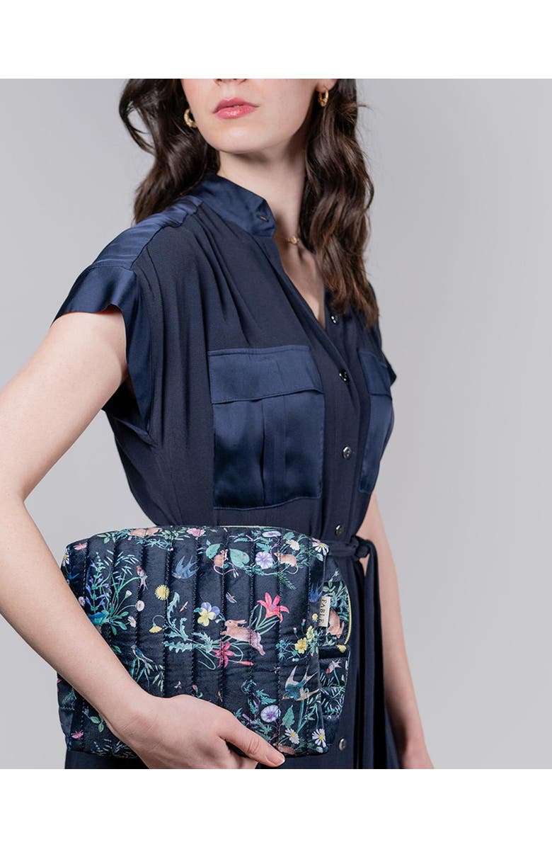 Fable England Running Bunny Large Quilted Makeup Bag, Alternate, color, Navy