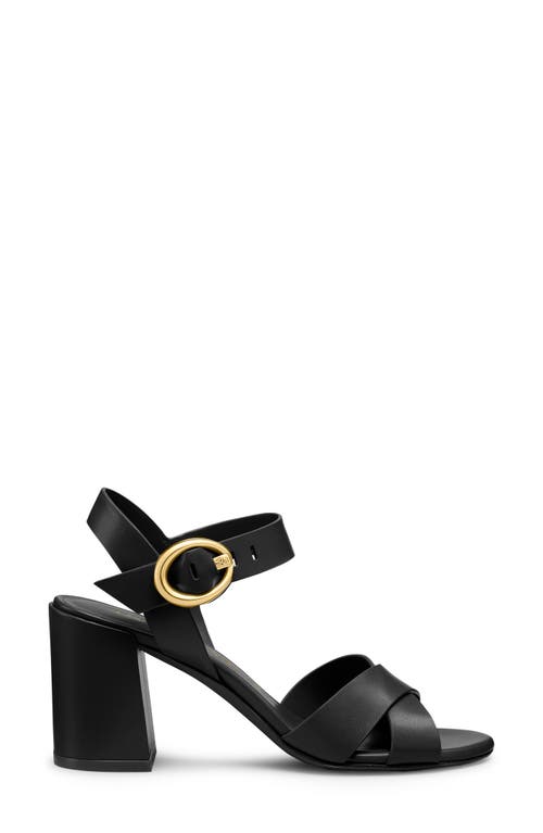 Stuart Weitzman Benni Leather Crisscross Ankle-strap Sandals In Black