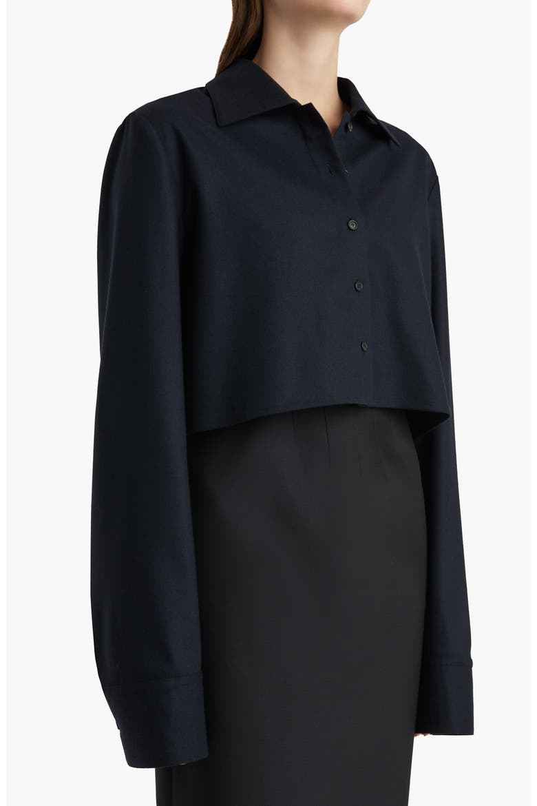 Jasen Crop Button-Up Shirt, Alternate, color, DARK NAVY