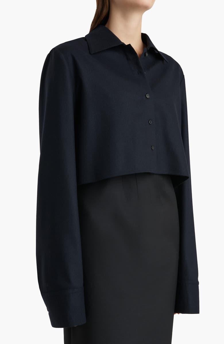 Khaite Jasen Crop Button-Up Shirt, Alternate, color, Dark Navy