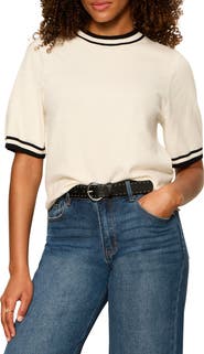 Sanctuary Perfect Tipped Short Sleeve Sweater