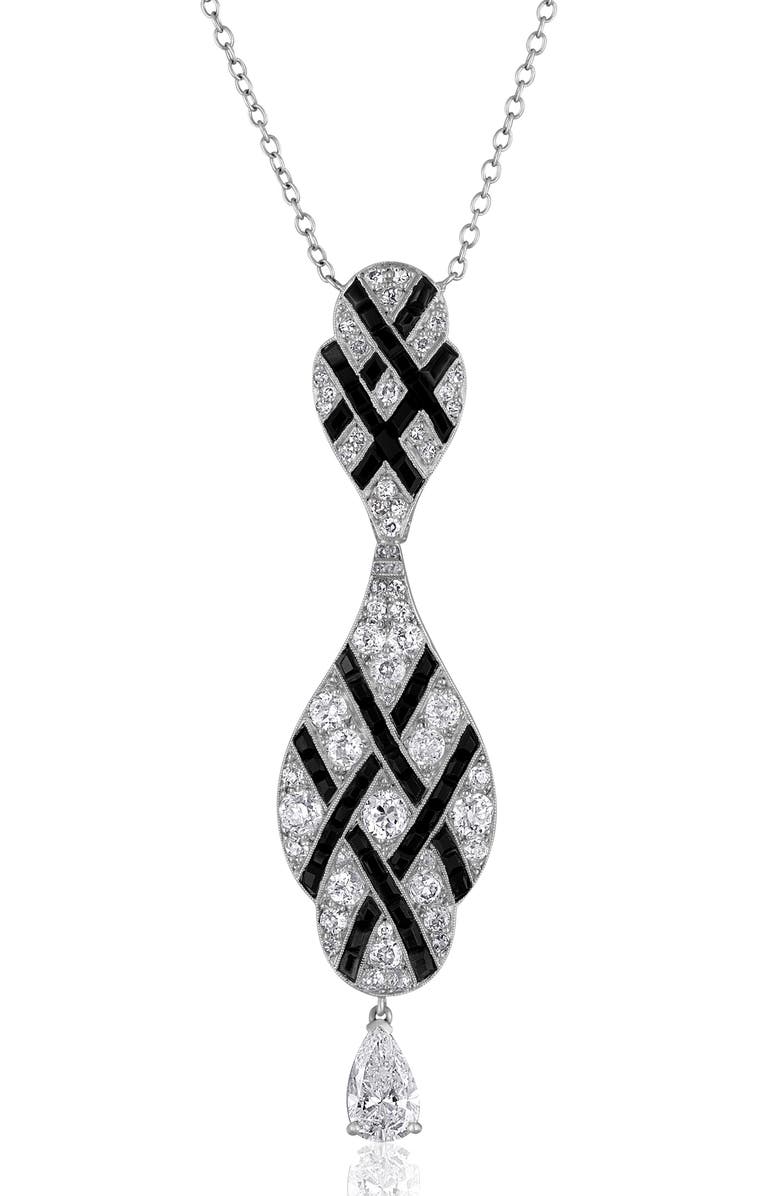 Mindi Mond Geometric Onyx & Diamond Pendant Necklace, Main, color, 