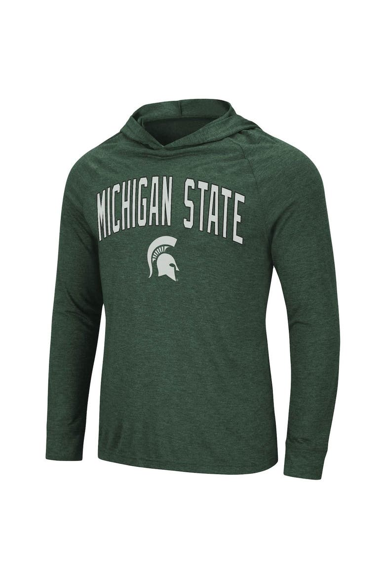 Men's Colosseum Heathered Green Michigan State Spartans Big & Tall Wingman Raglan Hoodie T-Shirt, Alternate, color, Heather Green
