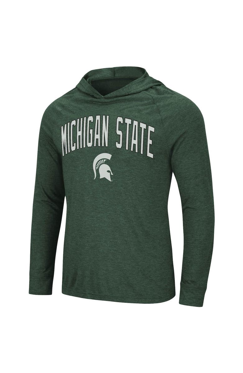 COLOSSEUM Men's Colosseum Heathered Green Michigan State Spartans Big & Tall Wingman Raglan Hoodie T-Shirt, Alternate, color, 