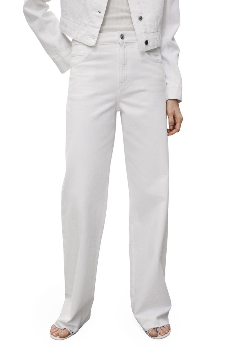 MANGO Raw Hem High Waist Wide Leg Jeans, Main, color, 