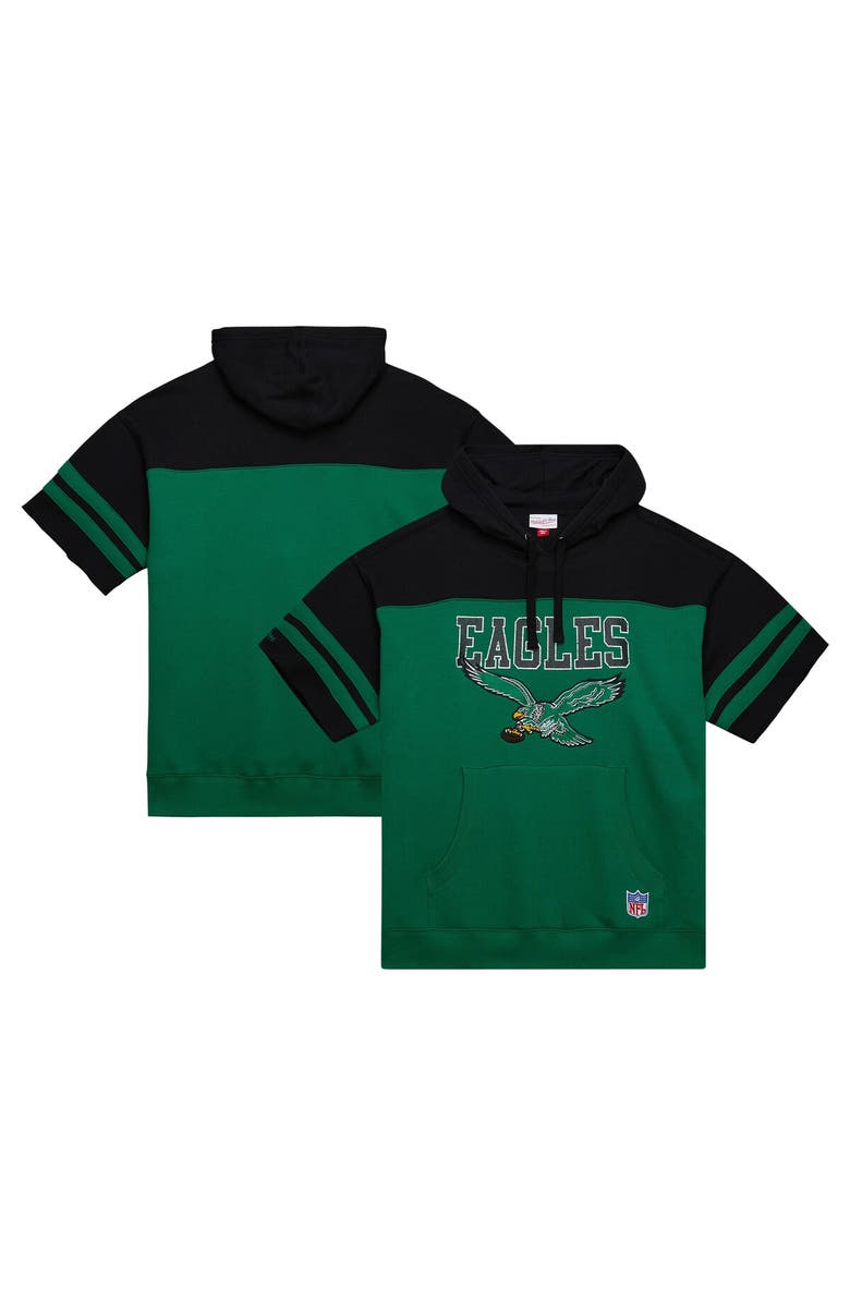 Mitchell & Ness Men's Mitchell & Ness Kelly Green Philadelphia Eagles  Off Field Vintage Logo Short Sleeve Pullover Hoodie, Main, color, 