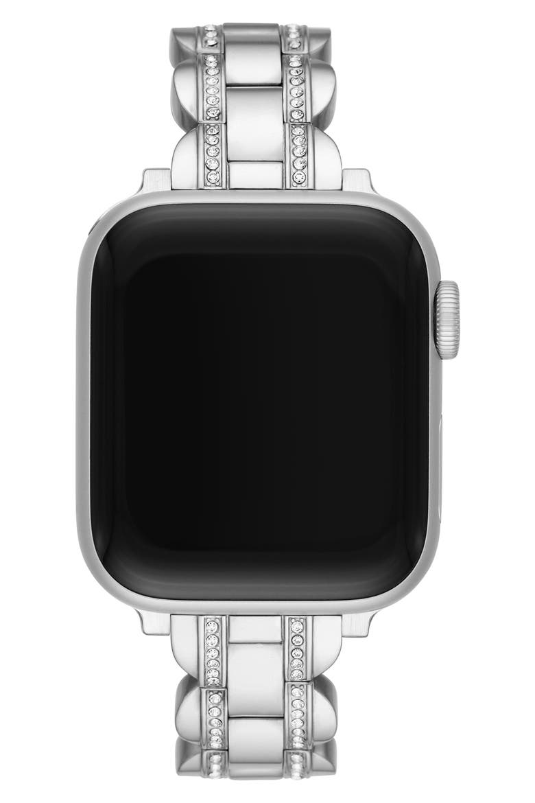 scallop 16mm Apple Watch® pavé bracelet watchband, Alternate, color, STAINLESS