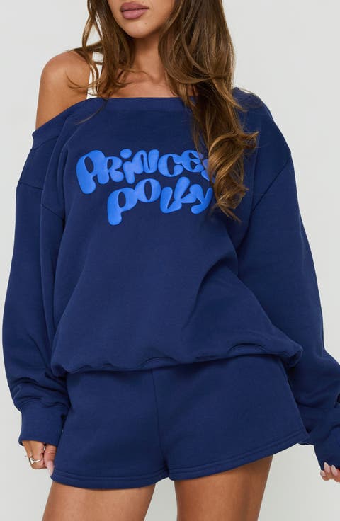 Aaleah Graphic Off the Shoulder Sweatshirt