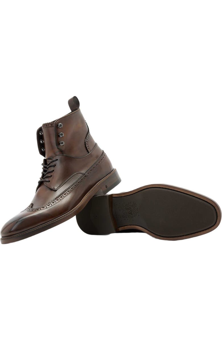 John Varvatos Harrison Longwing Leather Boot, Alternate, color, Wood Brown