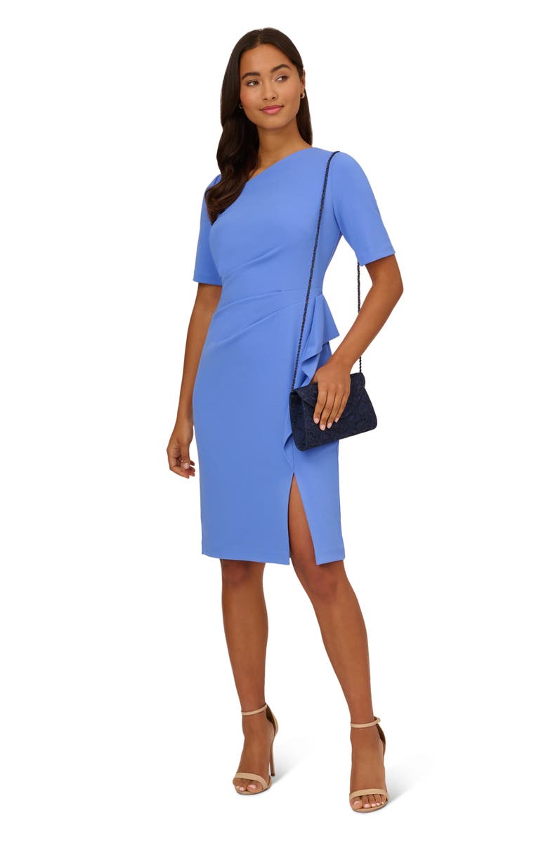 Adrianna Papell Draped Stretch Crepe Sheath Dress, Alternate, color, 
