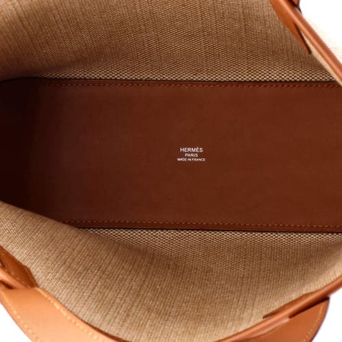 Pre-owned Hermes Hermes Cabas H En Biais Tote Canvas With Leather 27 In Gold