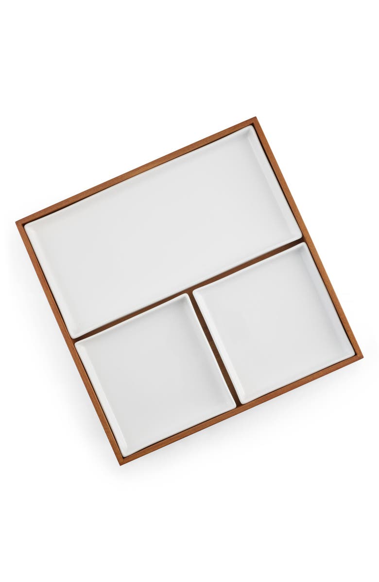 Nambé Duets Bento Box Serving Tray, Alternate, color, White