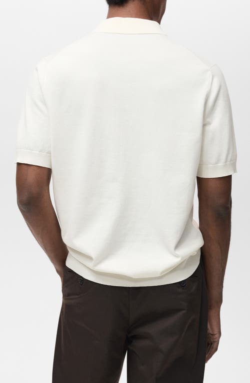 Mango Jersey Revere Collar Polo In Off White