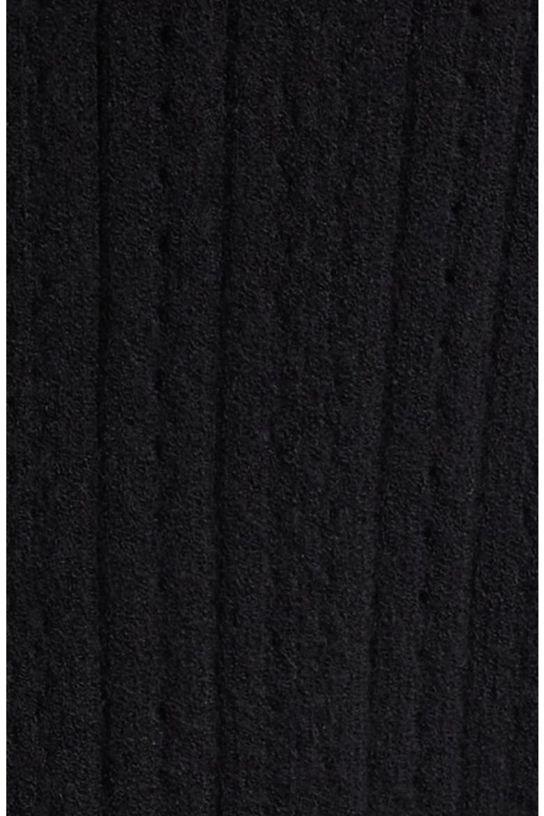 Martti Scallop Trim Crop Pointelle Cardigan, Alternate, color, BLACK