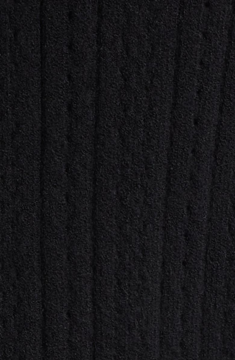 LoveShackFancy Martti Scallop Trim Crop Pointelle Cardigan, Alternate, color, Black