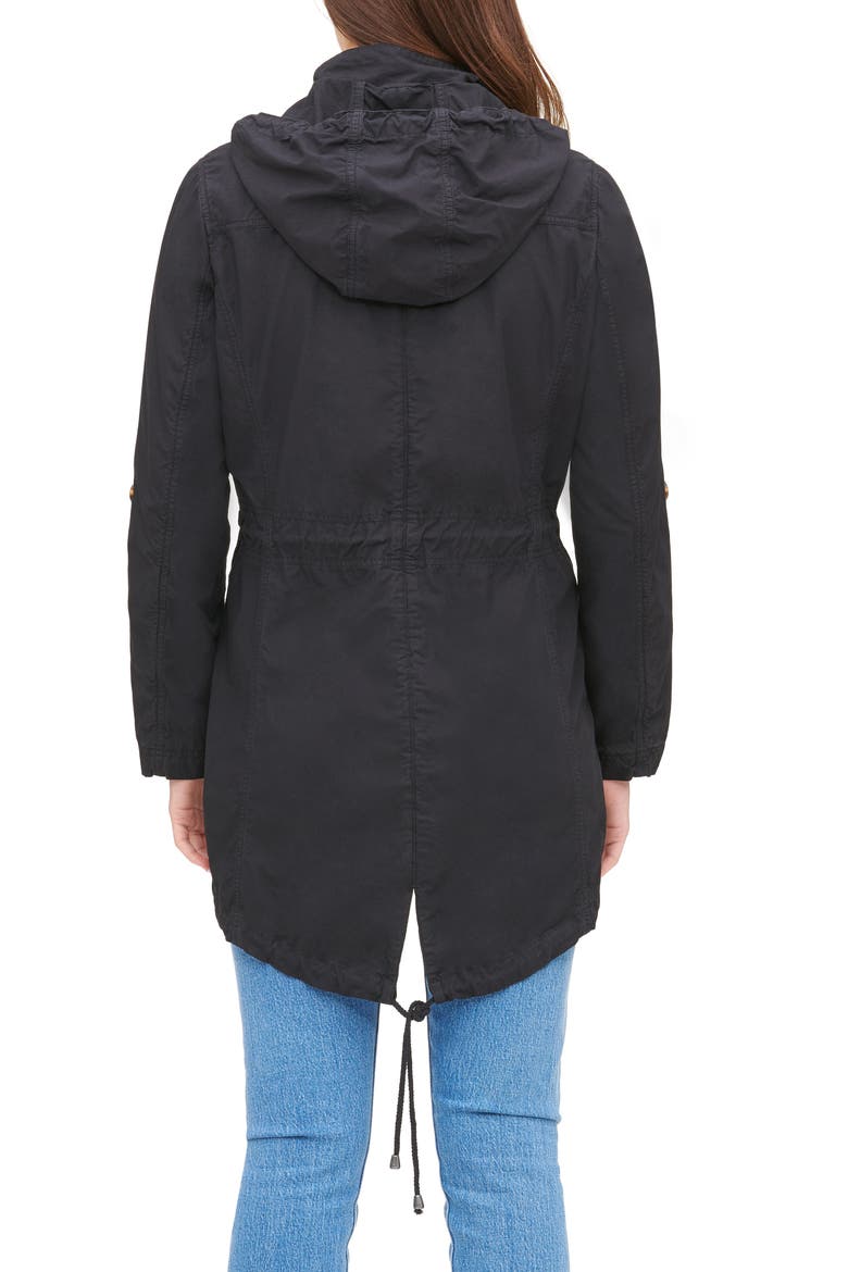 Levi's® Parachute Hooded Cotton Utility Jacket, Alternate, color, BLACK