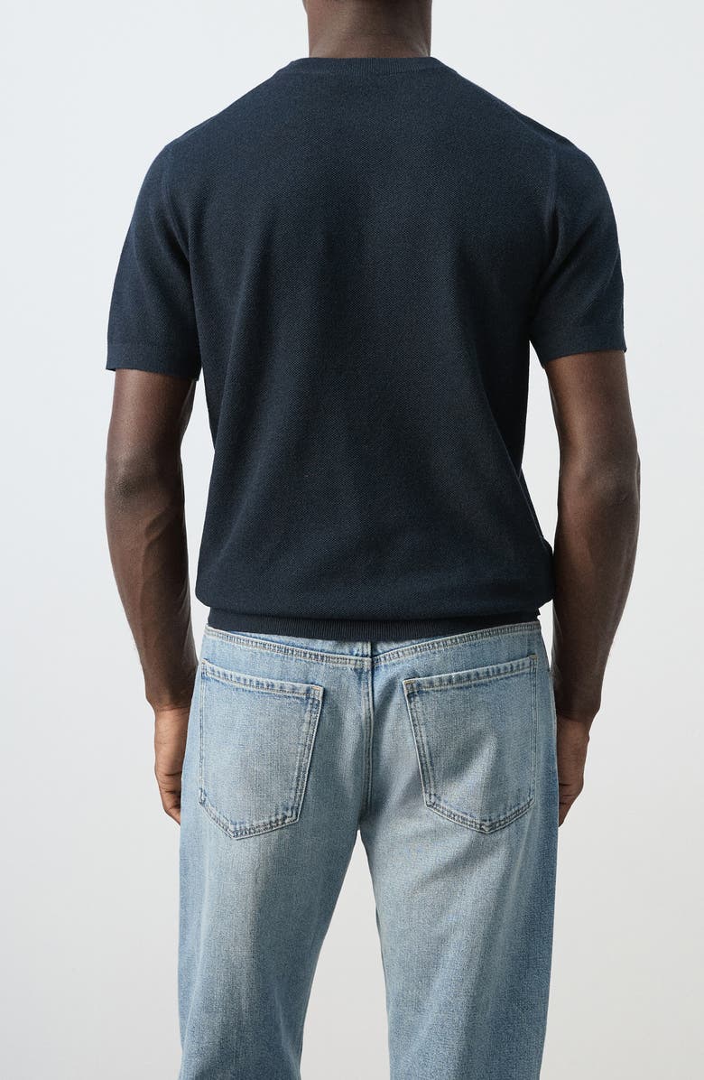 MANGO Fine Knit T-Shirt, Alternate, color, Navy