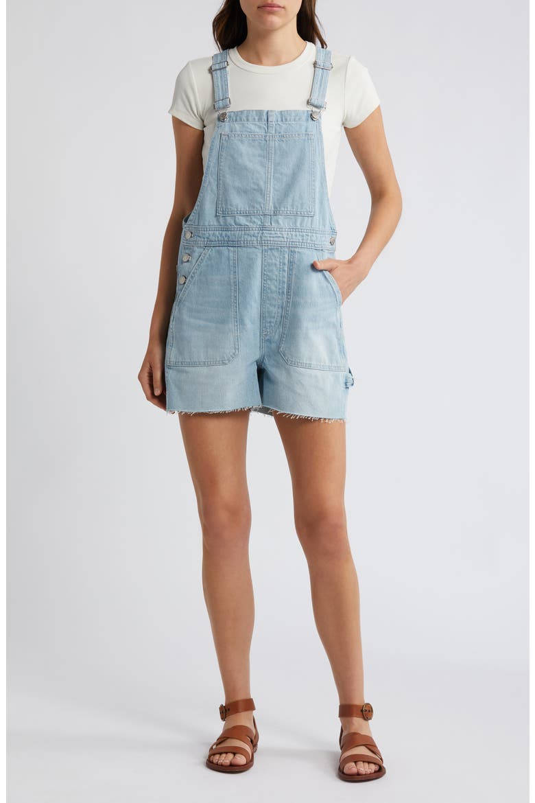 Raw Hem Oversize Denim Carpenter Shortalls, Main, color, CHAPIN WASH