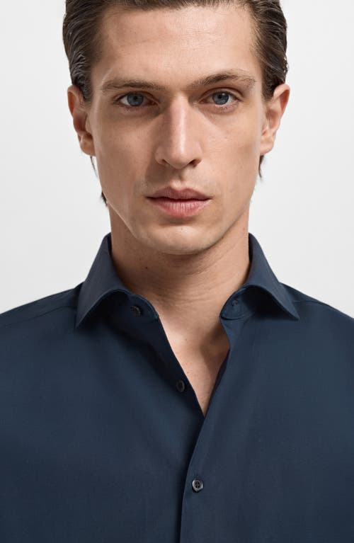 Mango Slim Fit Cotton Poplin Button-up Shirt In Blue