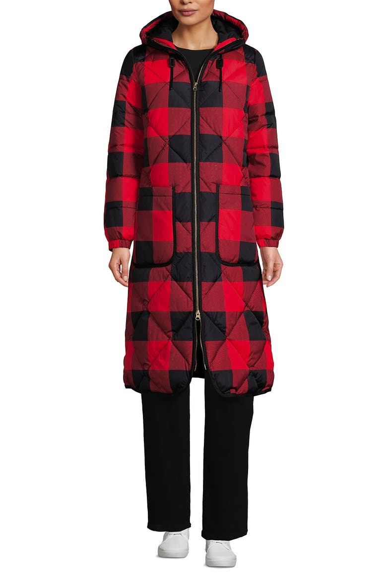 FeatherFree Insulated Diamond Quilted Maxi Coat, Alternate, color, Compass Red Check