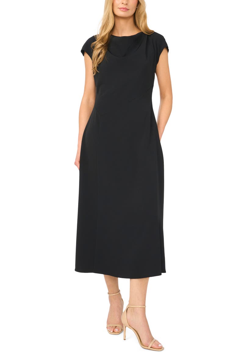 Cowl Neck Midi Dress, Main, color, RICH BLACK