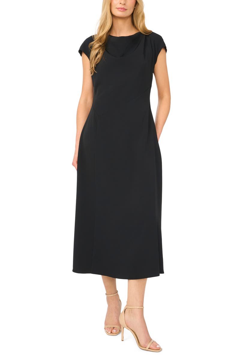 Halogen<sup>®</sup> Cowl Neck Midi Dress, Main, color, Rich Black