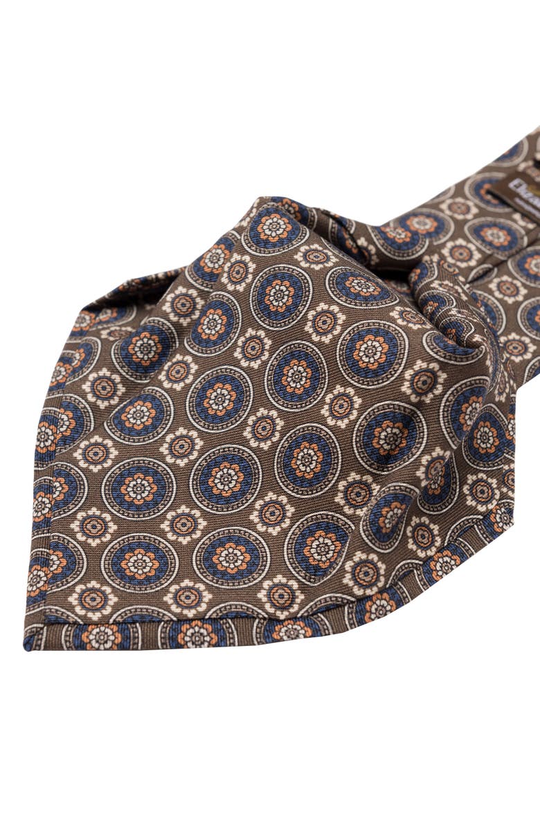 Elizabetta La Vigna - Extra Long Printed Silk Tie for Men, Alternate, color, Brown