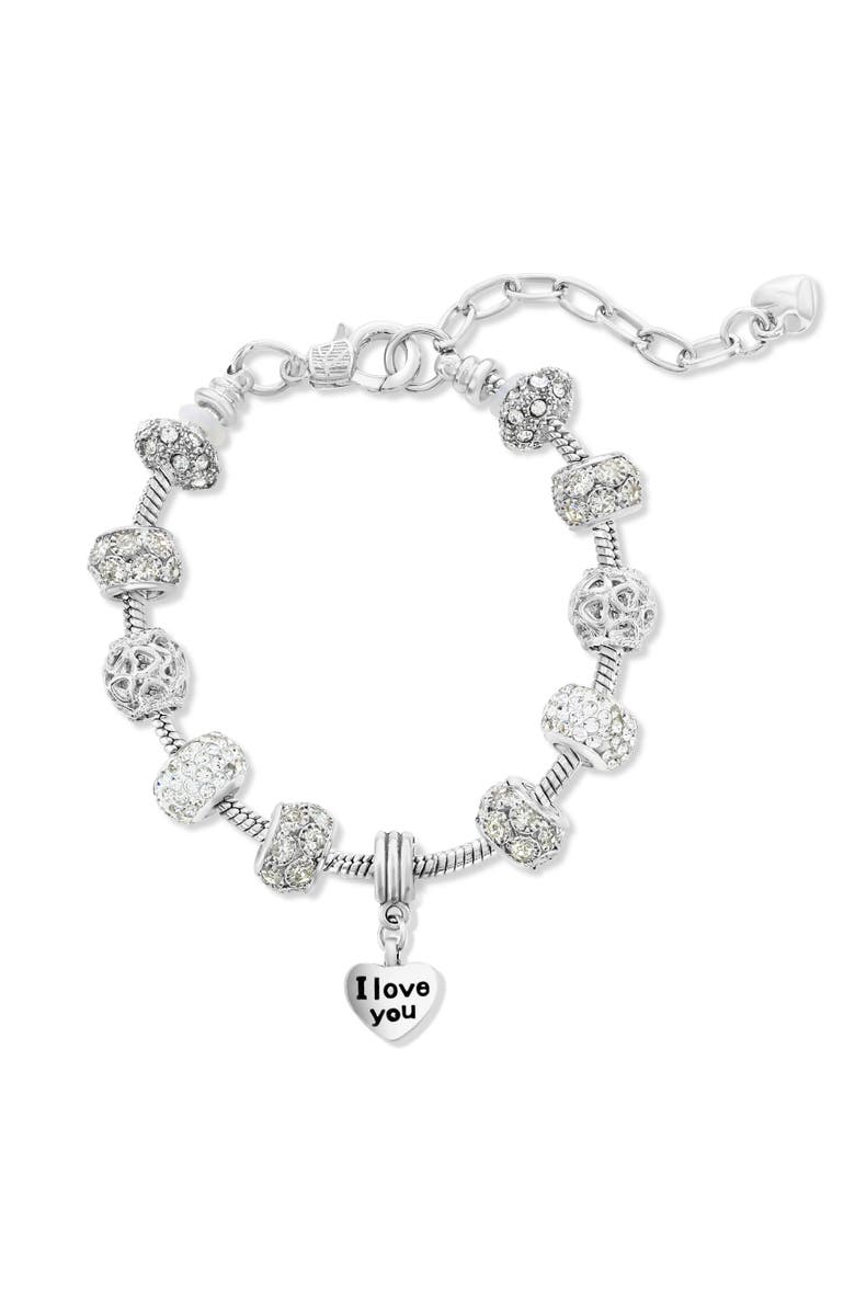 Donatello Gian I Love You And Heart Charm Bracelet, Alternate, color, Silver