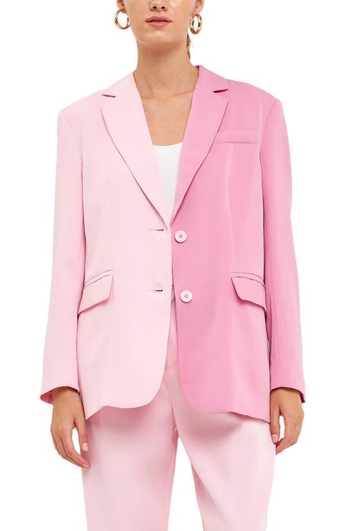 Shop Endless Rose Two-tone Blazer In Pink Multi