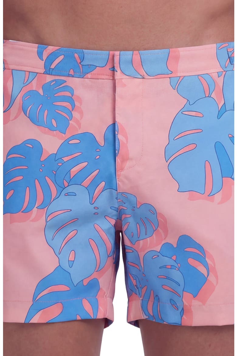 Monstera Floral Tailored Mens Swim Short, Alternate, color, MONSTERA FLORAL CORAL