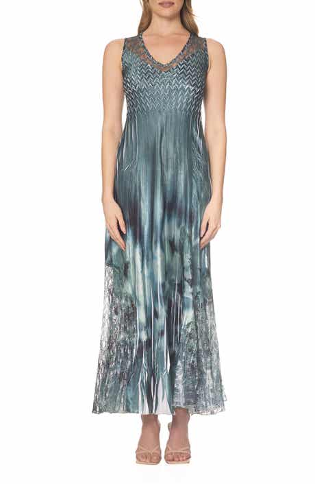 Komarov Lace-Up Back Maxi Cocktail Dress