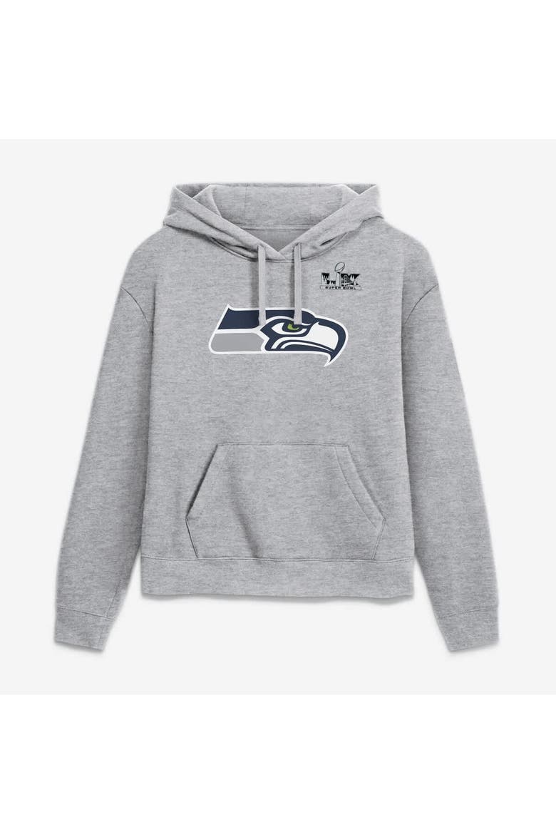 Women's Nike Jaxon Smith-Njigba Heather Gray Seattle Seahawks Super Bowl LX Champions Patch Name & Number Hoodie, Main, color, Heather Gray