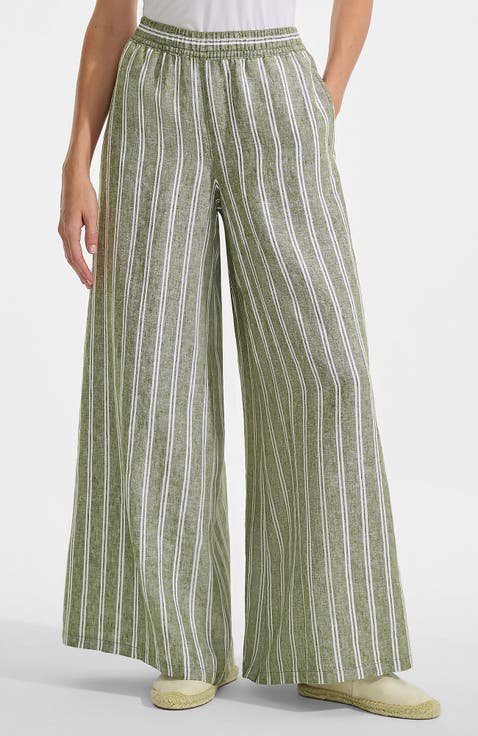 Linen High Rise Palazzo Pants