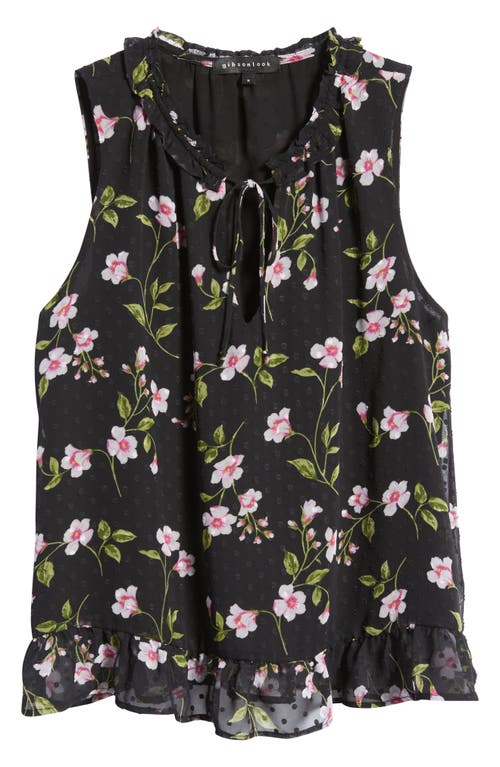 Gibsonlook Floral Ruffle Sleeveless Blouse