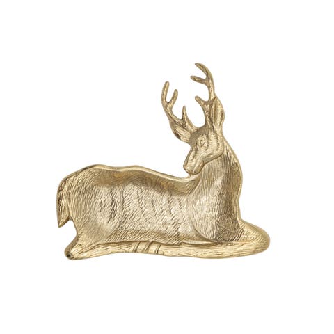 Cast Aluminum Deer Shaped Dish, Gold Finish