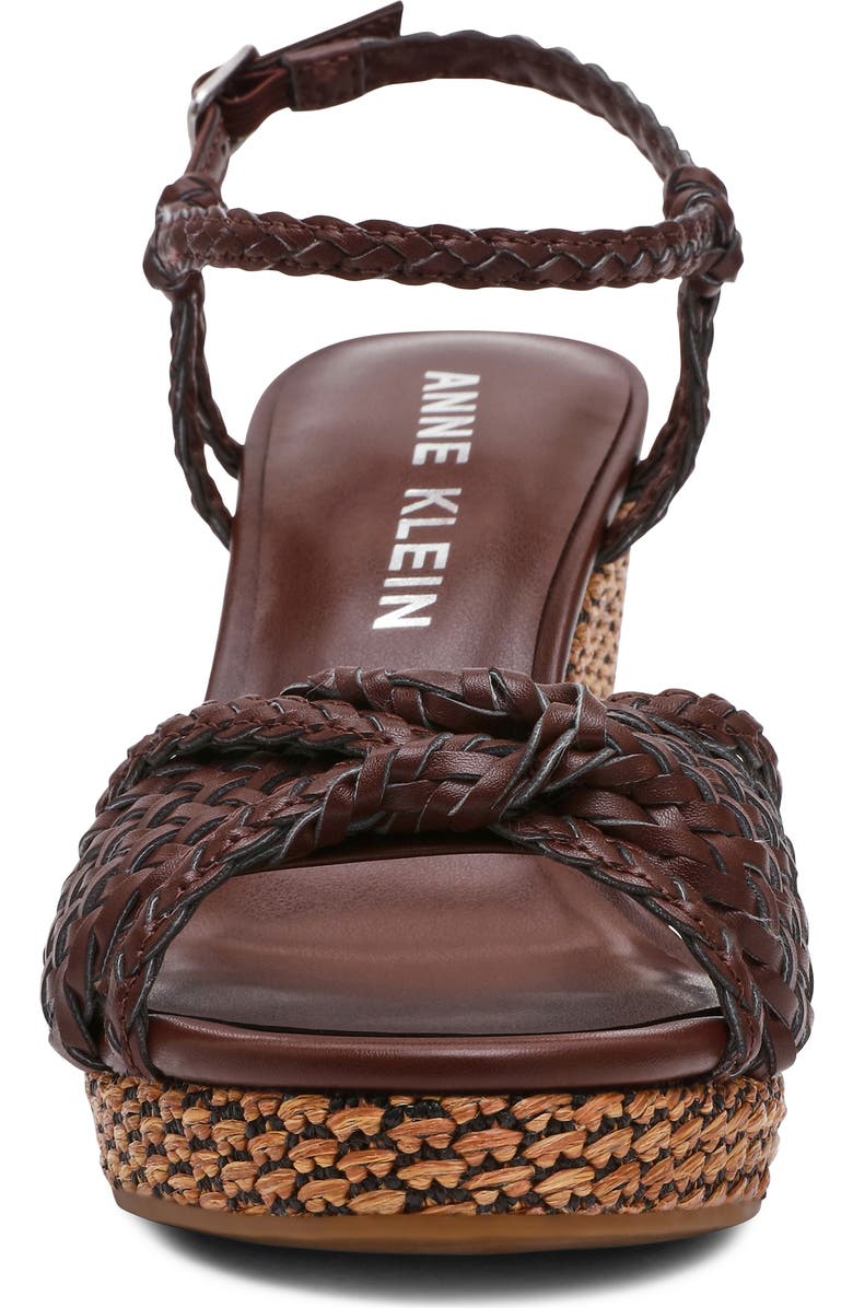 Anne Klein Vow Braided Wedge Sandal, Alternate, color, Chocolate Brown Woven
